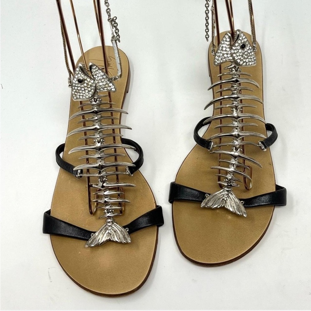 Very Rare Vintage Giuseppe Zanotti Rhinestone Fishbone Sandals IT39/8.5